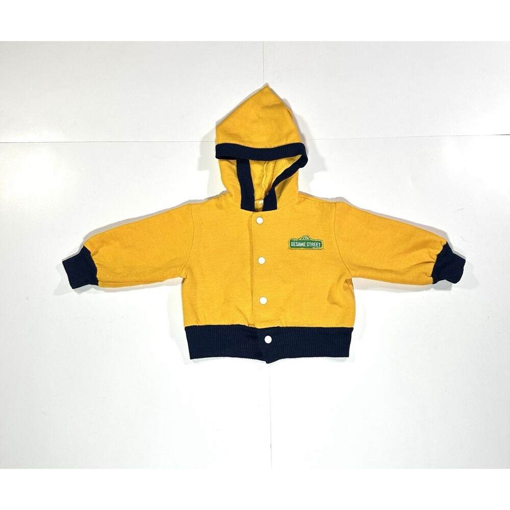 Vintage 70s Big Bird Sesame Street Fleece Snap Jacket Toddler 2T Yellow Muppets